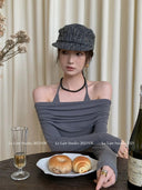 Elegant Off-the-Shoulder Top Autumn Fashion Essential Style Elegant Off-the-Shoulder Top Autumn Fashion Essential Style