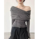 Off-the-Shoulder Autumn Pure Sweater Chic Women's Fashion Off-the-Shoulder Autumn Pure Sweater Chic Women's Fashion