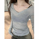 Chic V-Neck Sun Protection Top for Korean Fashion Style Chic V-Neck Sun Protection Top for Korean Fashion Style