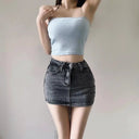 Vintage Blue High Waist Denim Skirt Sexy Chic Short Dress Vintage Blue High Waist Denim Skirt Sexy Chic Short Dress