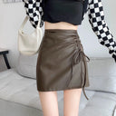 Black Sheath Leather Skirt for European Chic Autumn Style Black Sheath Leather Skirt for European Chic Autumn Style