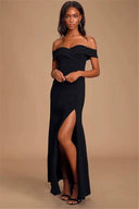 Elegant Off-Neck Slit Dress Stylish Slim-Fit for Events Elegant Off-Neck Slit Dress Stylish Slim-Fit for Events
