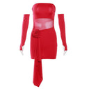 Sylcue Red Mesh Sexy Dress Seductive Elegance Flirty Detail Sylcue Red Mesh Sexy Dress Seductive Elegance Flirty Detail