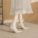 French Gold Ankle-Strap High Heels for Elegant Parties French Gold Ankle-Strap High Heels for Elegant Parties