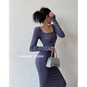 Fishtail Sheath Dress Seductive Square Collar Stylish Versatile Fishtail Sheath Dress Seductive Square Collar Stylish Versatile