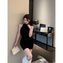 Spring Chic: Elegant Sleeveless Pile Collar Dress Spring Chic: Elegant Sleeveless Pile Collar Dress