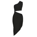 KLIOU Diagonal Collar Hollow Dress Street-style Chic Fashion KLIOU Diagonal Collar Hollow Dress Street-style Chic Fashion