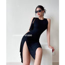 Irregular Ruched Split Skirt: Trendy Asymmetrical Style Irregular Ruched Split Skirt: Trendy Asymmetrical Style