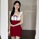 Nighttime Chic Chiffon Dress With Colorful Ruffle Sleeves Nighttime Chic Chiffon Dress With Colorful Ruffle Sleeves