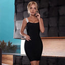 Diamond Strap Dress: Elegant Solid Color Bandage Style Diamond Strap Dress: Elegant Solid Color Bandage Style