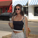 Retro Color Contrast Halterneck Vest for Chic Women Fashion Retro Color Contrast Halterneck Vest for Chic Women Fashion