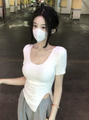 2023 Korean Fashion Clavicle Top Trendy Summer Shirt 2023 Korean Fashion Clavicle Top Trendy Summer Shirt