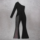 Sultry Sheer One-Shoulder Jumpsuit Elegant Versatile Style Sultry Sheer One-Shoulder Jumpsuit Elegant Versatile Style