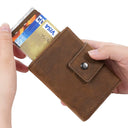 Retro Crazy Horse Leather Automatic Card Holder Wallet for Men Retro Crazy Horse Leather Automatic Card Holder Wallet for Men
