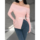 Seductive Off-Shoulder Tee Trendy Streetwear Style Seductive Off-Shoulder Tee Trendy Streetwear Style