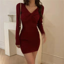 Waist-Trimming Knitted Dress Stylish Versatile Fashion Choice Waist-Trimming Knitted Dress Stylish Versatile Fashion Choice