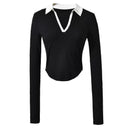 Lapel Contrast Color Sports T-shirt for Stylish Pregnant Women Lapel Contrast Color Sports T-shirt for Stylish Pregnant Women