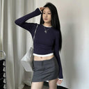 Shemoda Patchwork Long Sleeve T-shirt Fall Fashion Statement Shemoda Patchwork Long Sleeve T-shirt Fall Fashion Statement