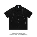 Wukong Goods American Retro Zipper Short-Sleeved Shirt Wukong Goods American Retro Zipper Short-Sleeved Shirt