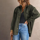 Pure Color Snap Button Loose Suede Shirt Coat Suede Chic Pure Color Snap Button Loose Suede Shirt Coat Suede Chic