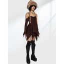 Ruched Asymmetrical Slim Fit Backless Sling Dress Style Ruched Asymmetrical Slim Fit Backless Sling Dress Style