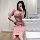 Chic Square-Cut Collar Dress Spring 2021 Fashion Statement Chic Square-Cut Collar Dress Spring 2021 Fashion Statement