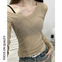 Chic V-Neck Sun Protection Top for Korean Fashion Style Chic V-Neck Sun Protection Top for Korean Fashion Style