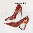 Elegant Lace Up High Heels Chic Hollow Mesh Design Elegant Lace Up High Heels Chic Hollow Mesh Design