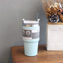 Large Capacity Stainless Steel Thermos Cup with Straw Coffee Cup Large Capacity Stainless Steel Thermos Cup with Straw Coffee Cup