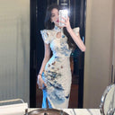 Luxury Cheongsam Dress: Retro Commuting Elegance Women Luxury Cheongsam Dress: Retro Commuting Elegance Women