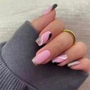 24 Pcs Square Head Coffin Pink Matte French Fake Nails Set 24 Pcs Square Head Coffin Pink Matte French Fake Nails Set