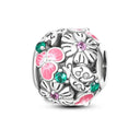 Silver Plated Charm Beads Pink Butterfly Flower For Jewelry Silver Plated Charm Beads Pink Butterfly Flower For Jewelry