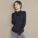 Long Sleeve Sports Jacket Women Zip Fitness Yoga Shirt Long Sleeve Sports Jacket Women Zip Fitness Yoga Shirt
