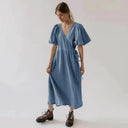 Vintage 100 Percent Cotton Puff Sleeve Maxi Dress For Women Vintage 100 Percent Cotton Puff Sleeve Maxi Dress For Women