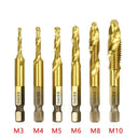 Tap Drill Bit Set Titanium Plated HSS Screw Thread Hex Shank Kit Tap Drill Bit Set Titanium Plated HSS Screw Thread Hex Shank Kit