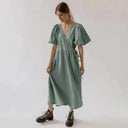Vintage 100 Percent Cotton Puff Sleeve Maxi Dress For Women Vintage 100 Percent Cotton Puff Sleeve Maxi Dress For Women