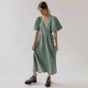 Vintage 100% Cotton Puff Sleeve Maxi Dress For Women Vintage 100% Cotton Puff Sleeve Maxi Dress For Women