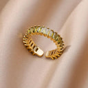 18K Gold Plated Stainless Steel Punk Couple Rings Trendy Band 18K Gold Plated Stainless Steel Punk Couple Rings Trendy Band