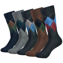 Stylish Black Argyle Crew Socks for Men Fun Comfortable 5-Pack Stylish Black Argyle Crew Socks for Men Fun Comfortable 5-Pack