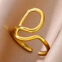 18K Gold Plated Stainless Steel Punk Couple Rings Trendy Band 18K Gold Plated Stainless Steel Punk Couple Rings Trendy Band