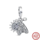 Crown Flowers Heart Silver Bead Charm Elegant Pandora Accessory Crown Flowers Heart Silver Bead Charm Elegant Pandora Accessory