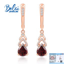 Sterling Silver Garnet Gemstone Earrings 925 Red Elegant Fine Jewelry Gift Sterling Silver Garnet Gemstone Earrings 925 Red Elegant Fine Jewelry Gift