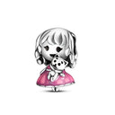 Silver Plated Charm: Pink Butterfly Flower Beads for Jewelry Silver Plated Charm: Pink Butterfly Flower Beads for Jewelry