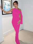 Hugcitar Solid O Neck Sleeveless Patchwork Bodycon Maxi Dresses For Summer Party Hugcitar Solid O Neck Sleeveless Patchwork Bodycon Maxi Dresses For Summer Party