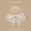 Straw Hat Japanese Style Women's Hand-Woven Summer Lace Straw Hat Japanese Style Women's Hand-Woven Summer Lace
