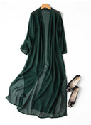 Women 100% Natural Silk Long Top Kimono Cardigan MM148 Women 100% Natural Silk Long Top Kimono Cardigan MM148