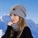 Women Knitted Hat Scarf Set For Outdoor Cycling Warmth Women Knitted Hat Scarf Set For Outdoor Cycling Warmth