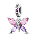 Silver Plated Charm: Pink Butterfly Flower Beads for Jewelry Silver Plated Charm: Pink Butterfly Flower Beads for Jewelry