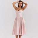 Mingmingxi Elegant Dress for Summer Pink Midi Dress Mingmingxi Elegant Dress for Summer Pink Midi Dress