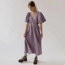 Vintage 100% Cotton Puff Sleeve Maxi Dress For Women Vintage 100% Cotton Puff Sleeve Maxi Dress For Women